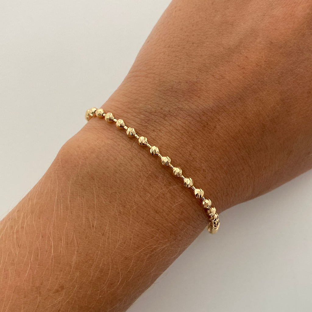 Tobillera Militar Diamantada Oro amarillo 18k +1 / 7,95 Gr / 3 mm / 26 Cm Broche 0,60