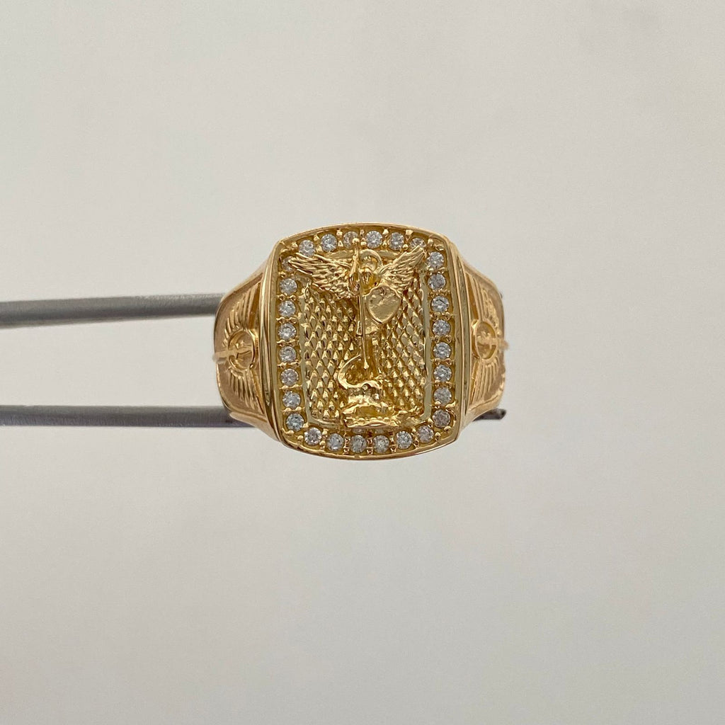 Anillo San Miguel Arcangel Casting Oro amarillo 18k / Talla 9 1/2 / 7,4 Gr / 7,4 mm