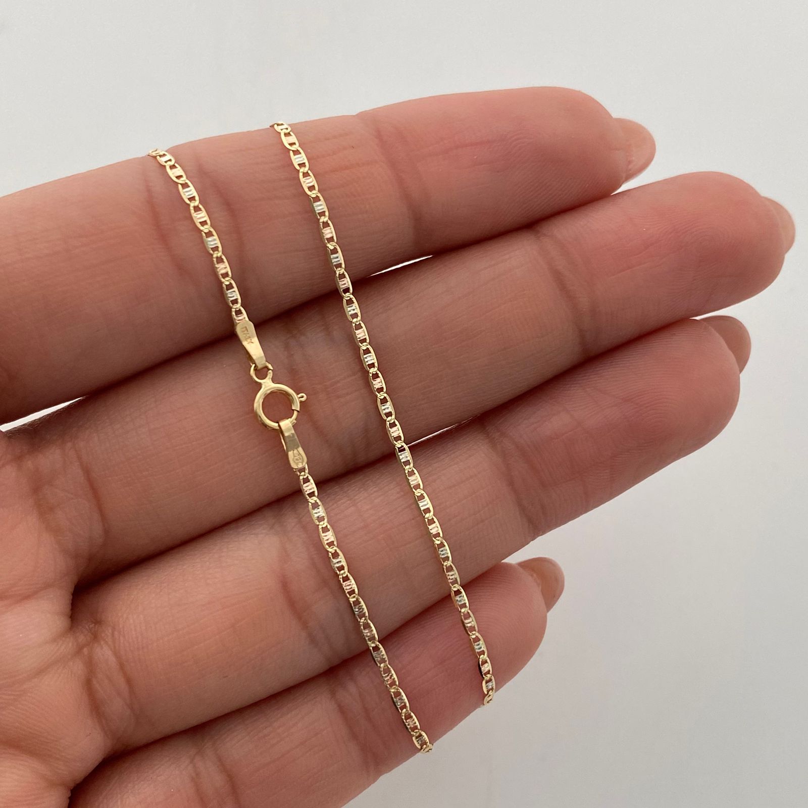 Cadena It Plana Diamantada Tres oros 18k 1,35 Gr / 1,3 mm / 45 Cm
