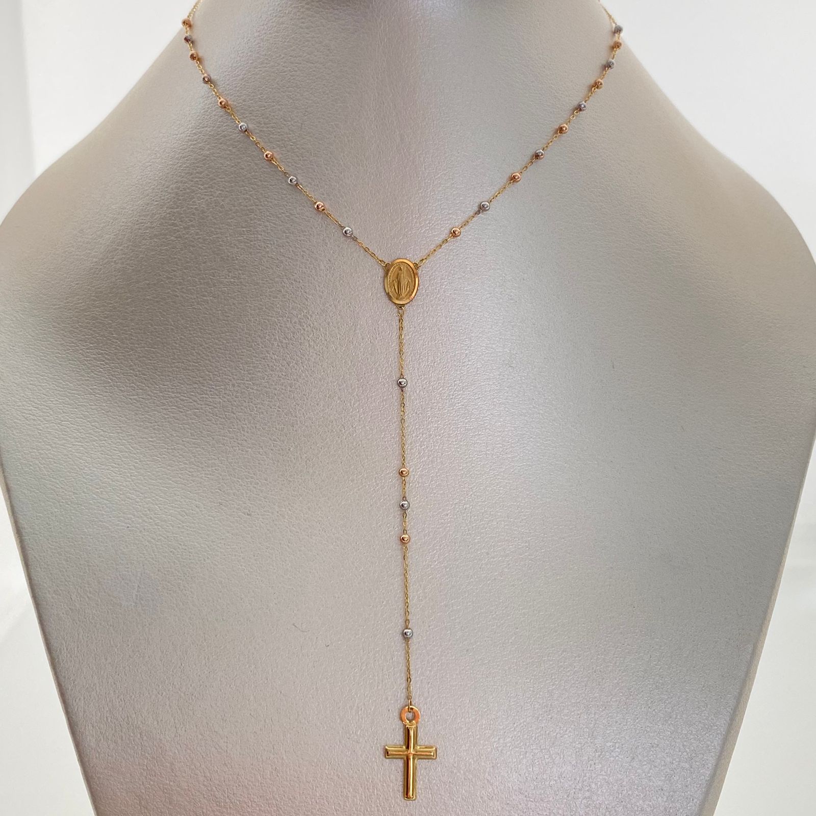 Rosario It Virgen Milagrosa Bola 2mm lisa Tres oros 18k +4 / 2,75 Gr / 2 mm / 50 Cm