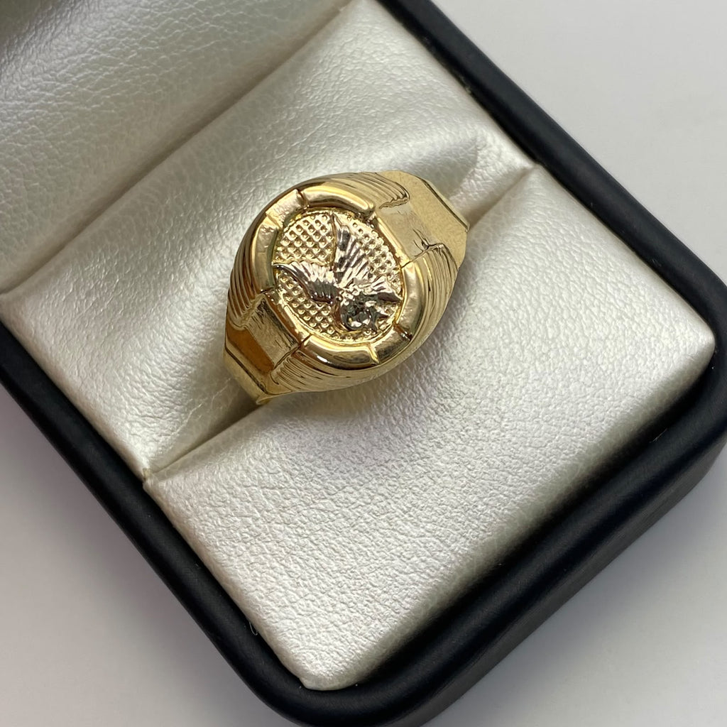 Anillo Aguila Oro amarillo y Oro blanco 18k / Talla 12 / 3,8 Gr / 4,2 mm