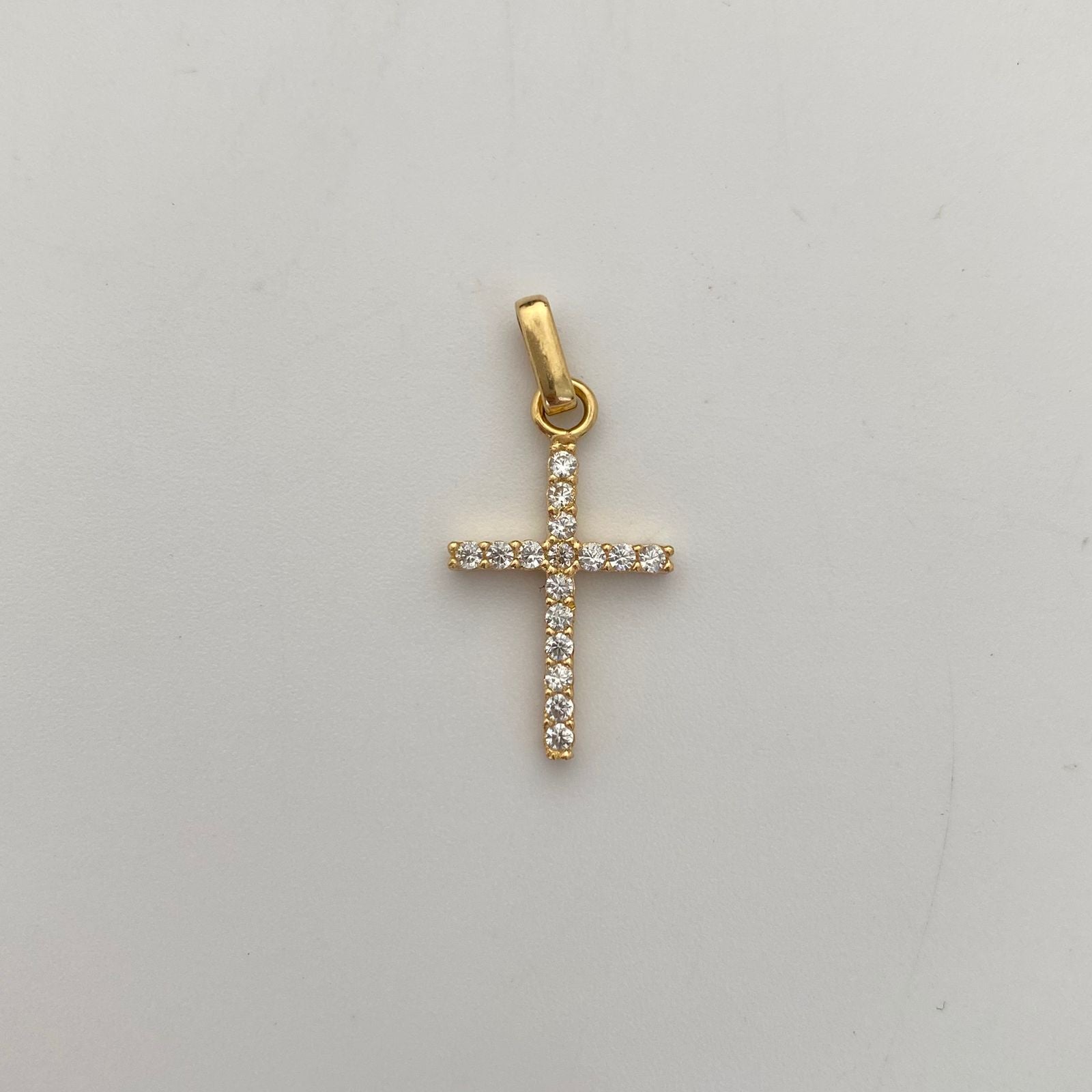 Dije Cruz Casting Blanco Oro amarillo 18k 1,25 Gr / 12,5 mm / 2,5 Cm