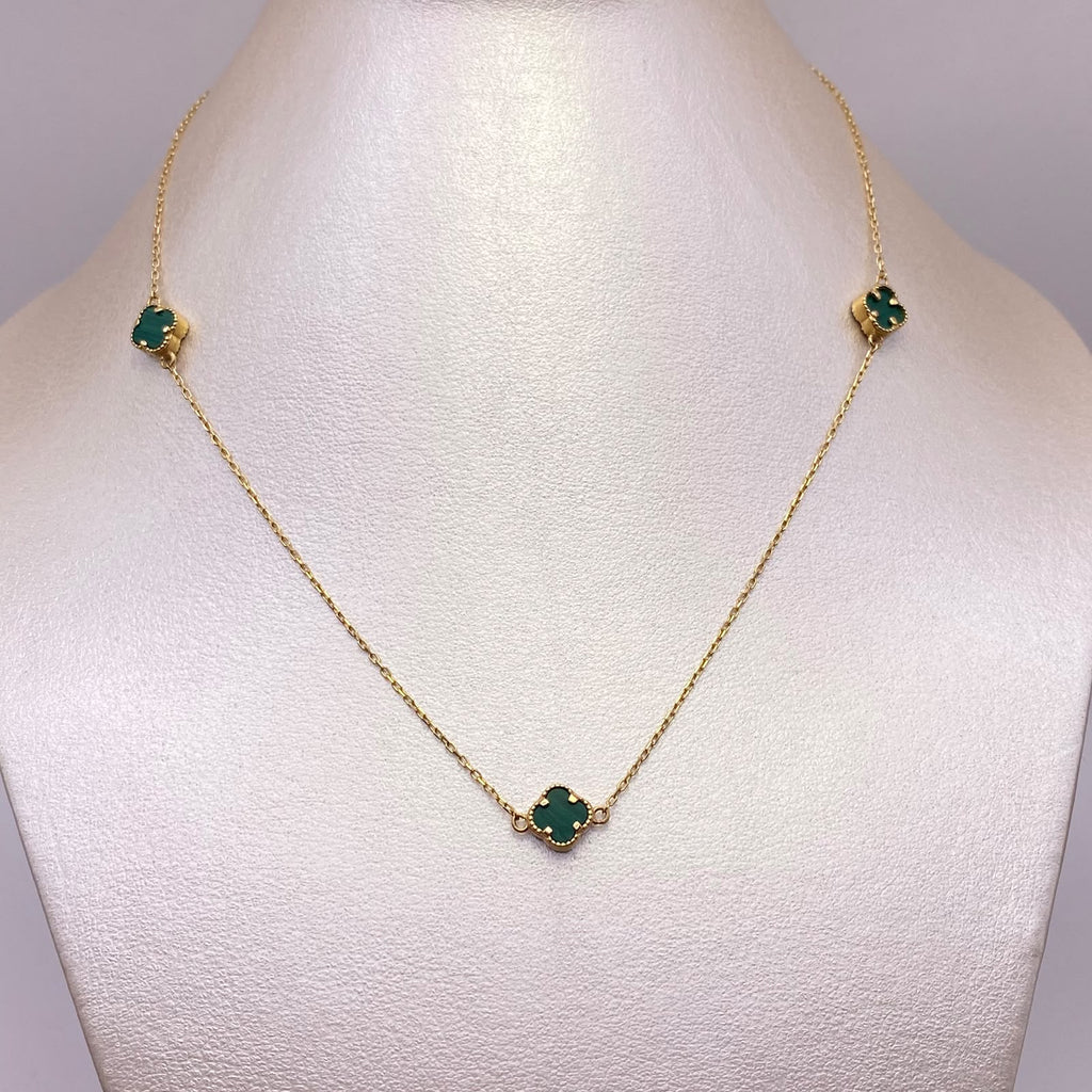 Cadena It Trebol verde Oro amarillo 18k 3,31 Gr / 0,6 mm / 45 Cm