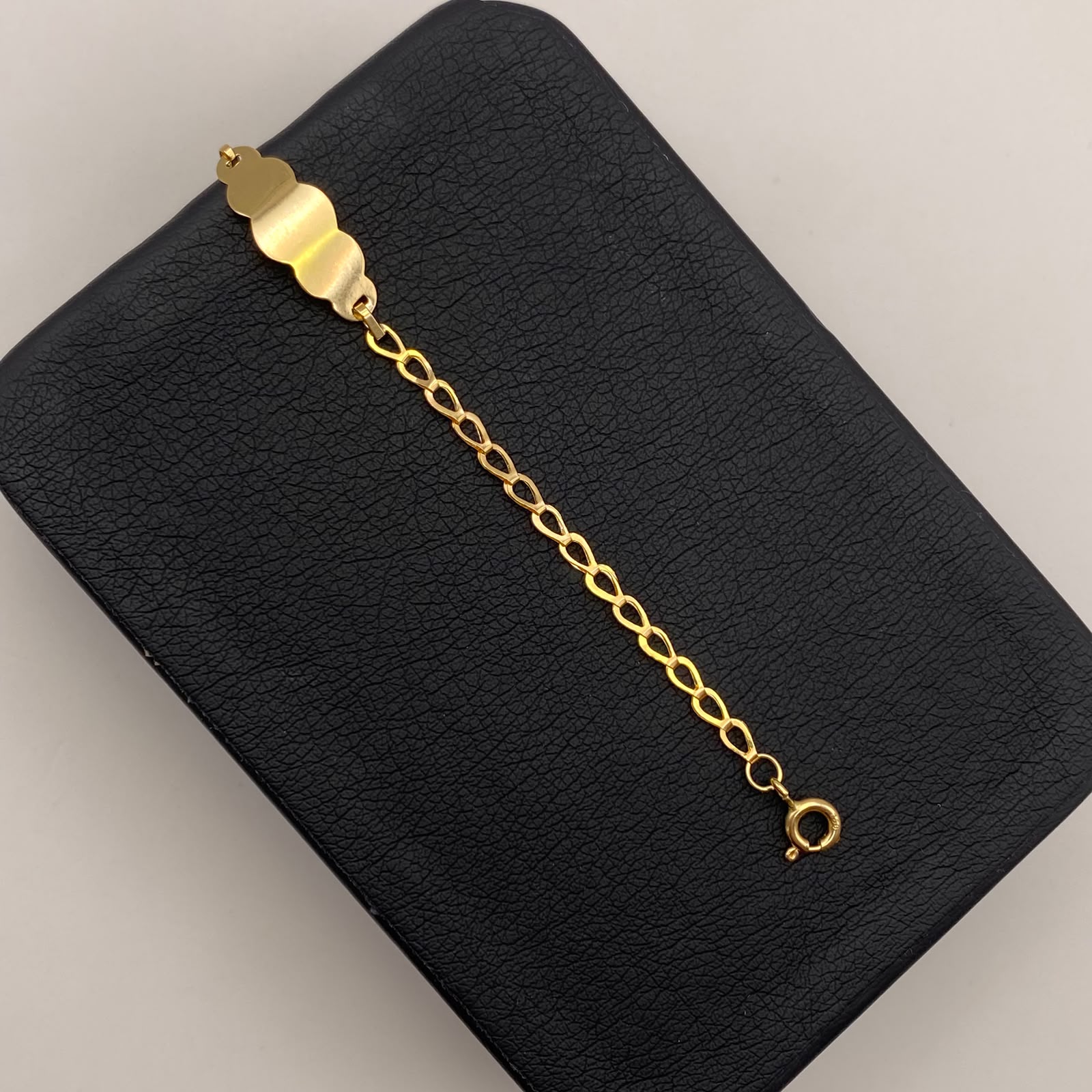 Pulso bebé tejido gota placa nube Oro amarillo 18k 1,27 Gr / 2,7 mm / 15 Cm Broche 0,20