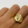 Anillo Plamera Circon Oro amarillo y Oro blanco 18k / Talla 10 1/2 / 3,7 Gr / 4,5 mm