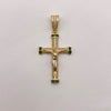 Dije cruz cristo circones blancos y verdes Oro amarillo y Oro blanco 18k 7,5 Gr / 25,55 mm / 5,5 Cm