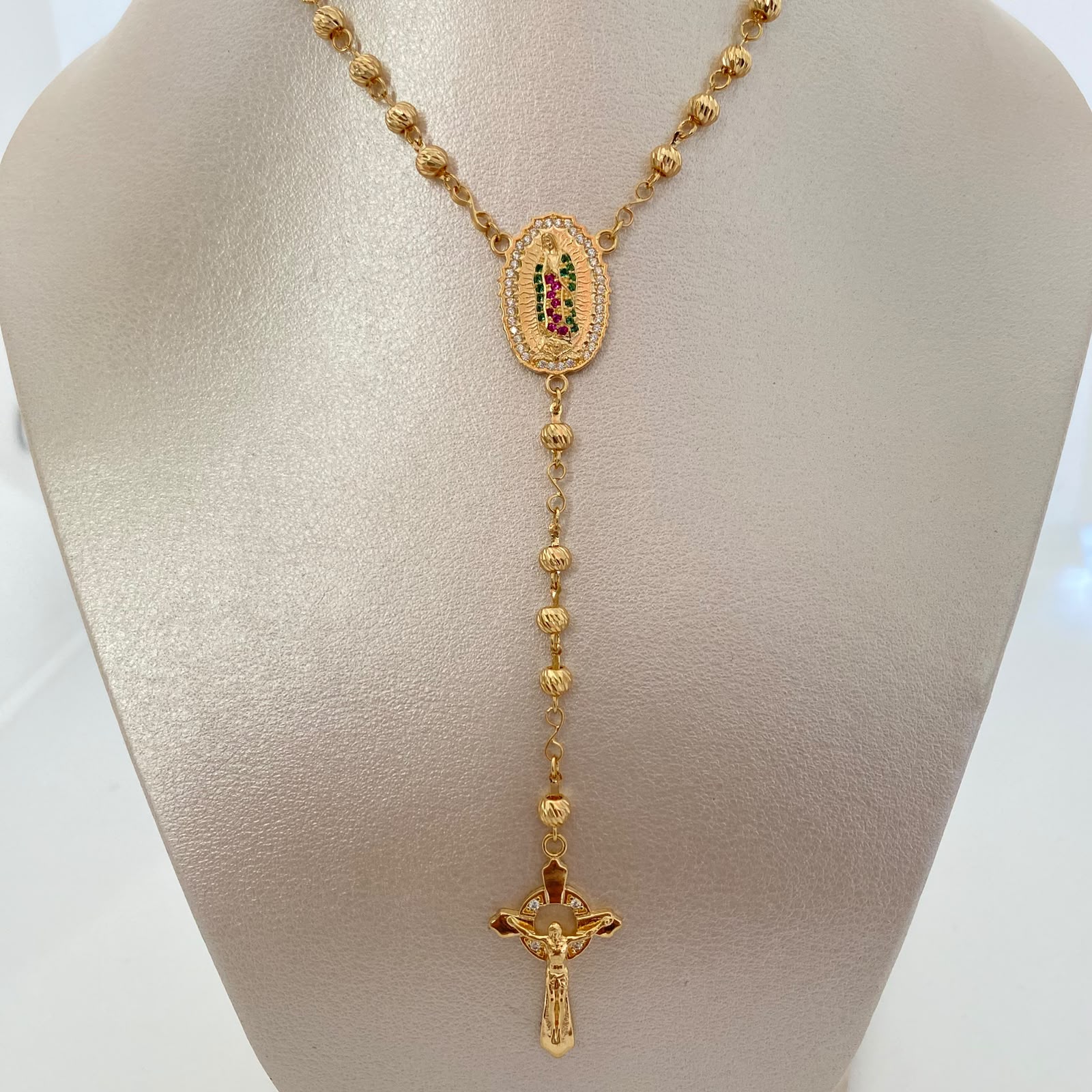 Rosario Virgen de Guadalupe Casting Oro amarillo 18k 14,10 Gr / 4 mm / 55 Cm Broche 0,40