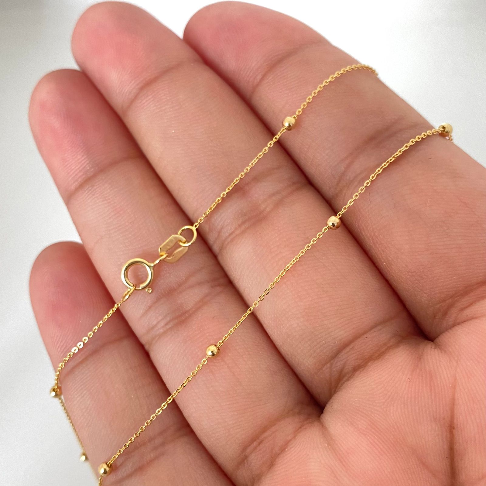 Cadena It aro seguido balines lisos Oro amarillo 18k +1 / 1,6 Gr / 2,0 mm / 45 Cm