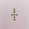 Dije cruz circones verdes Oro amarillo 18k 1,4 Gr / 15,62 mm / 3 Cm
