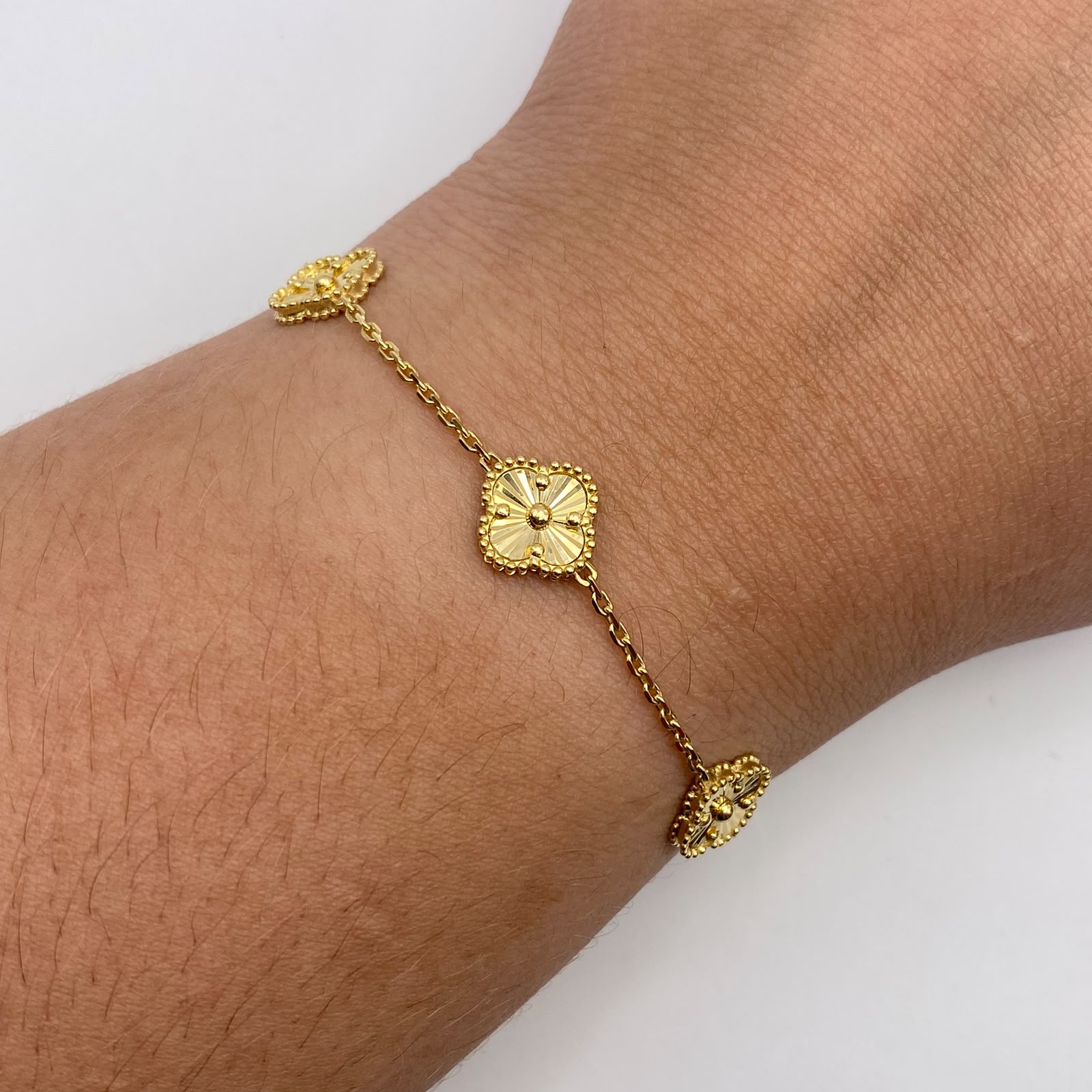 Pulso It trebol diamantado Oro amarillo 18k 5,08 Gr / 0,9 mm / 19,1 Cm