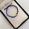 Pulsera tejida con herraje de niño con circones blanco y balines diamantados 4mm  Oro amarillo 18k 0,75 Gr