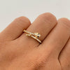 Anillo serpiente con swarovski blanco y negro  Oro amarillo 18k / Talla 6 / 1,45 Gr