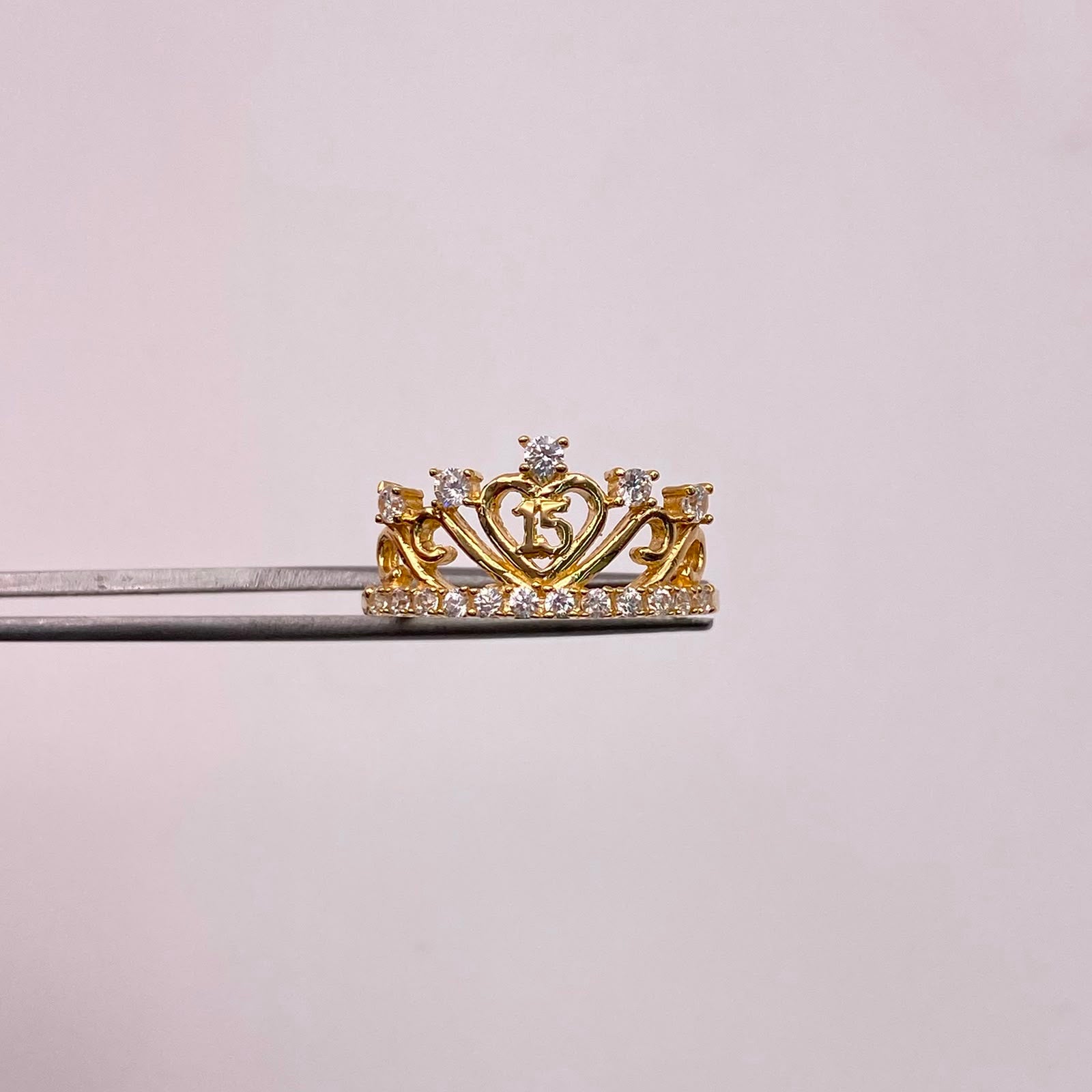 Anillo 15 Casting Blanco Oro amarillo 18k / Talla 7 / 2,65 Gr
