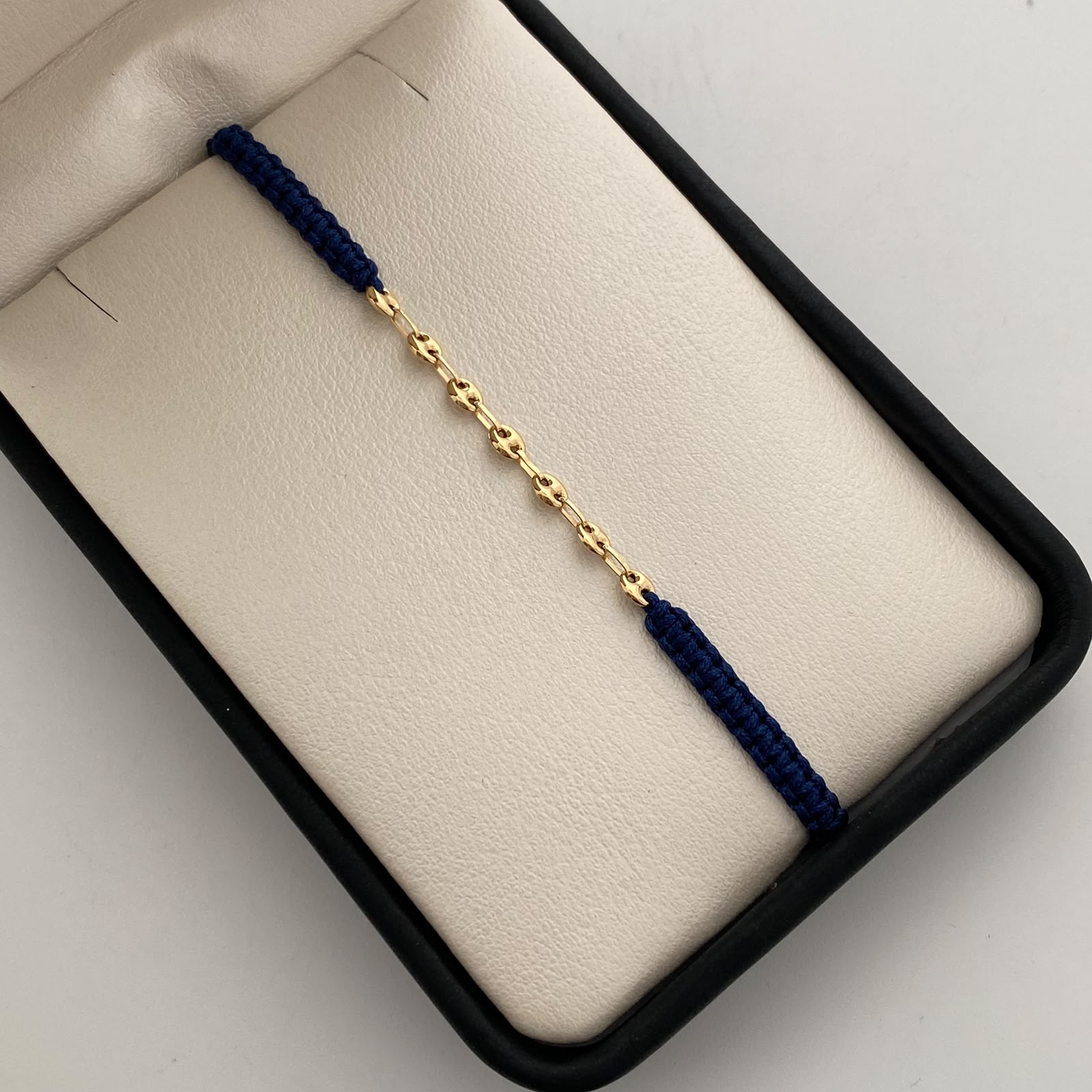 Pulsera tejida Gc Liso Azul Oro amarillo 18k 0,4 Gr