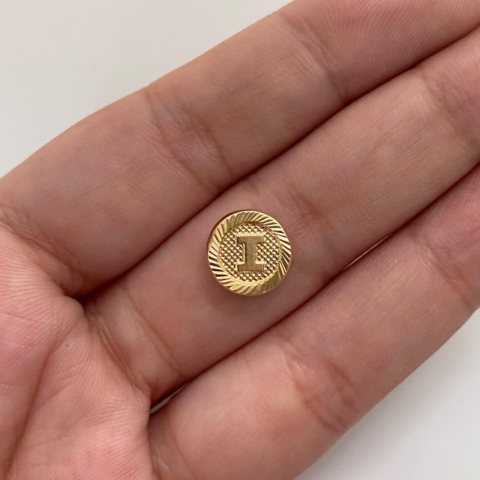 Herraje Letra I Diamantada Oro amarillo 18k 0,5 Gr / 1,1 Cm