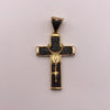 Dije cruz virgen milagrosa circones negros Oro amarillo 18k 7,45 Gr / 25,7 mm / 5 Cm