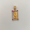 Dije Rectangular Casting Blanco y Rosado Guadalupe Oro amarillo 18k 3,15 Gr / 11,6 mm / 2,5 Cm