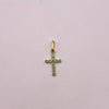 Dije Cruz circones verdes Oro amarillo 18k 0,7 Gr / 9,8 mm / 2,2 Cm