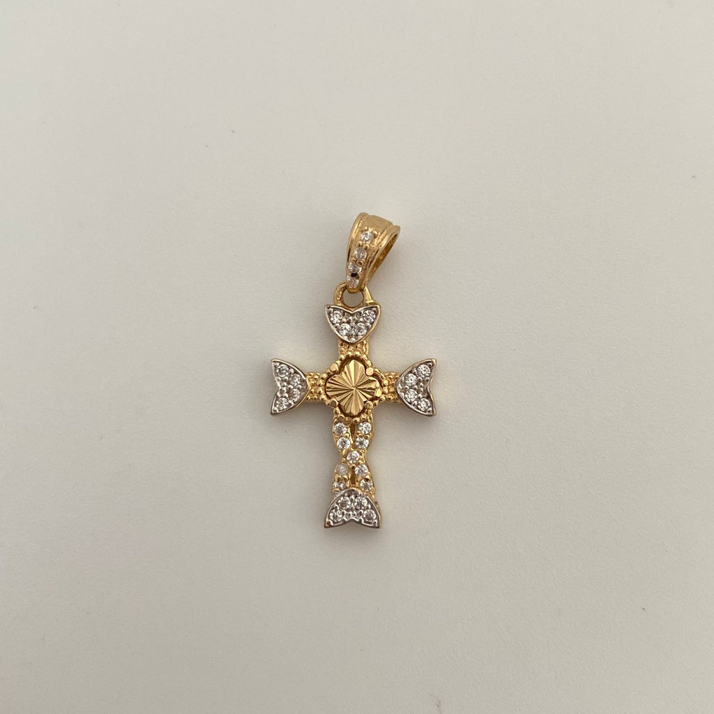 Dije Cruz Trebol Trenzado Oro amarillo 18k 1,6 Gr / 13 mm / 2,5 Cm