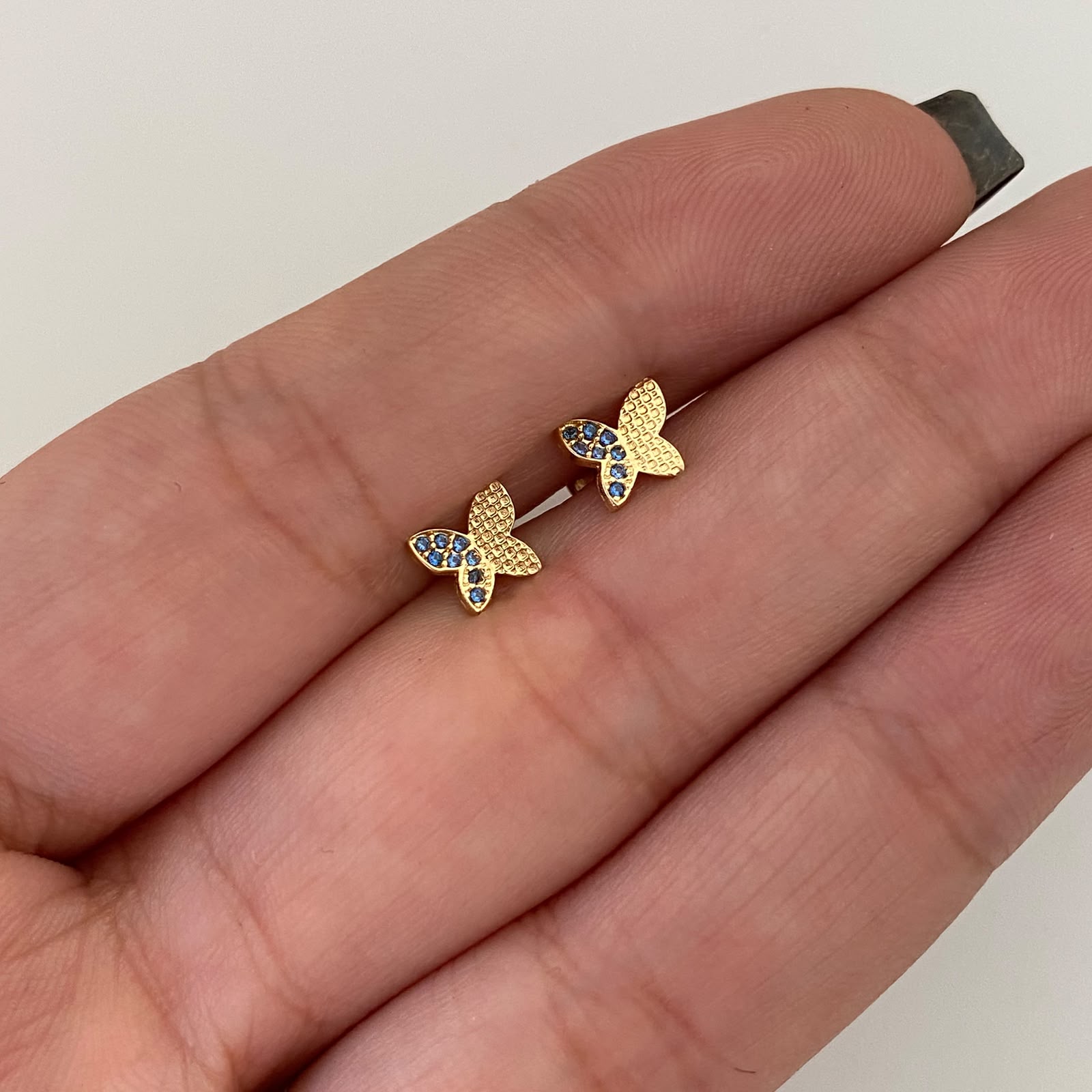 Topos Mariposa Casting Azul Oro amarillo 18k 0,85 Gr / 6,4 mm