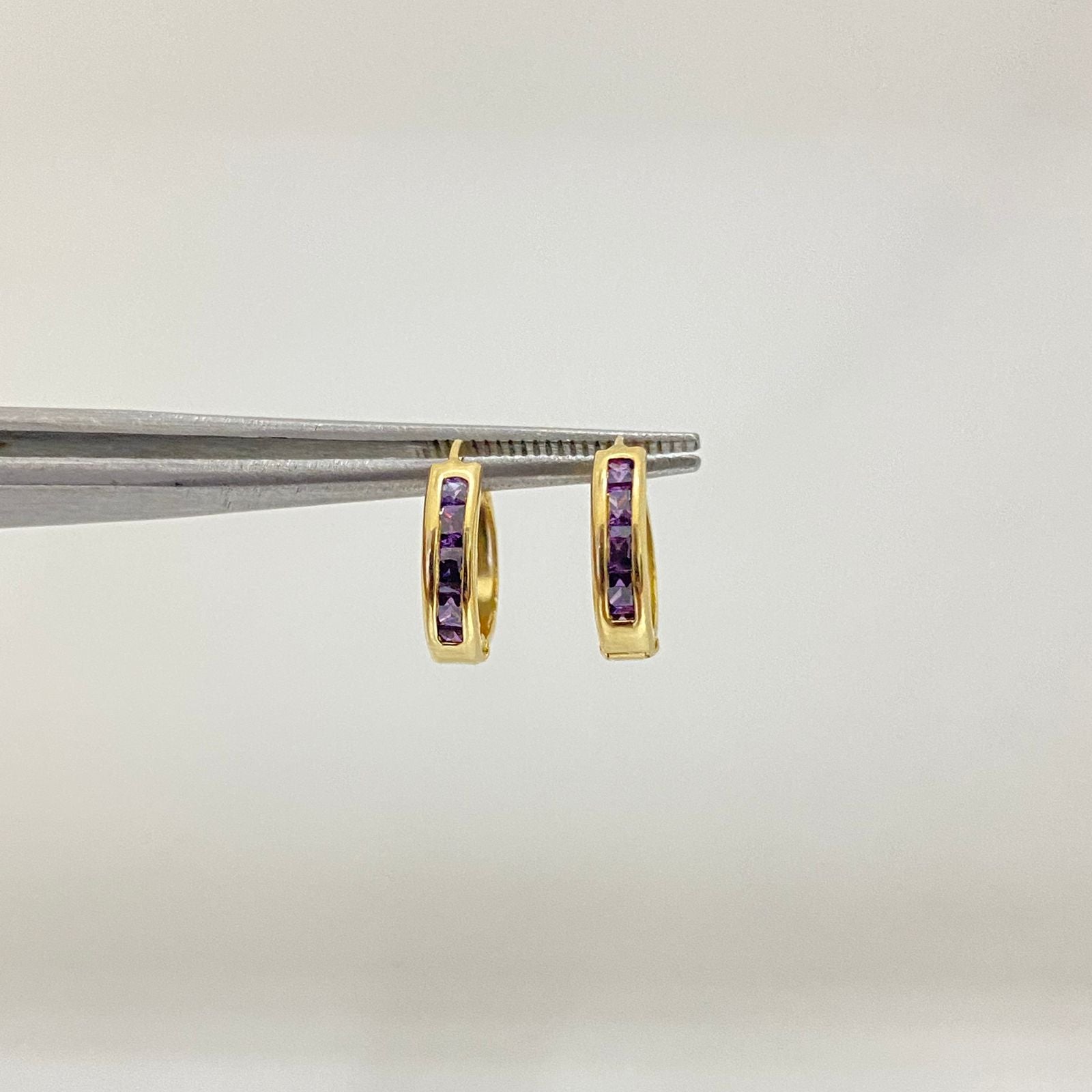 Candonga redonda lisa casting violeta Oro amarillo 18k 0,9 Gr / 1,0 Cm