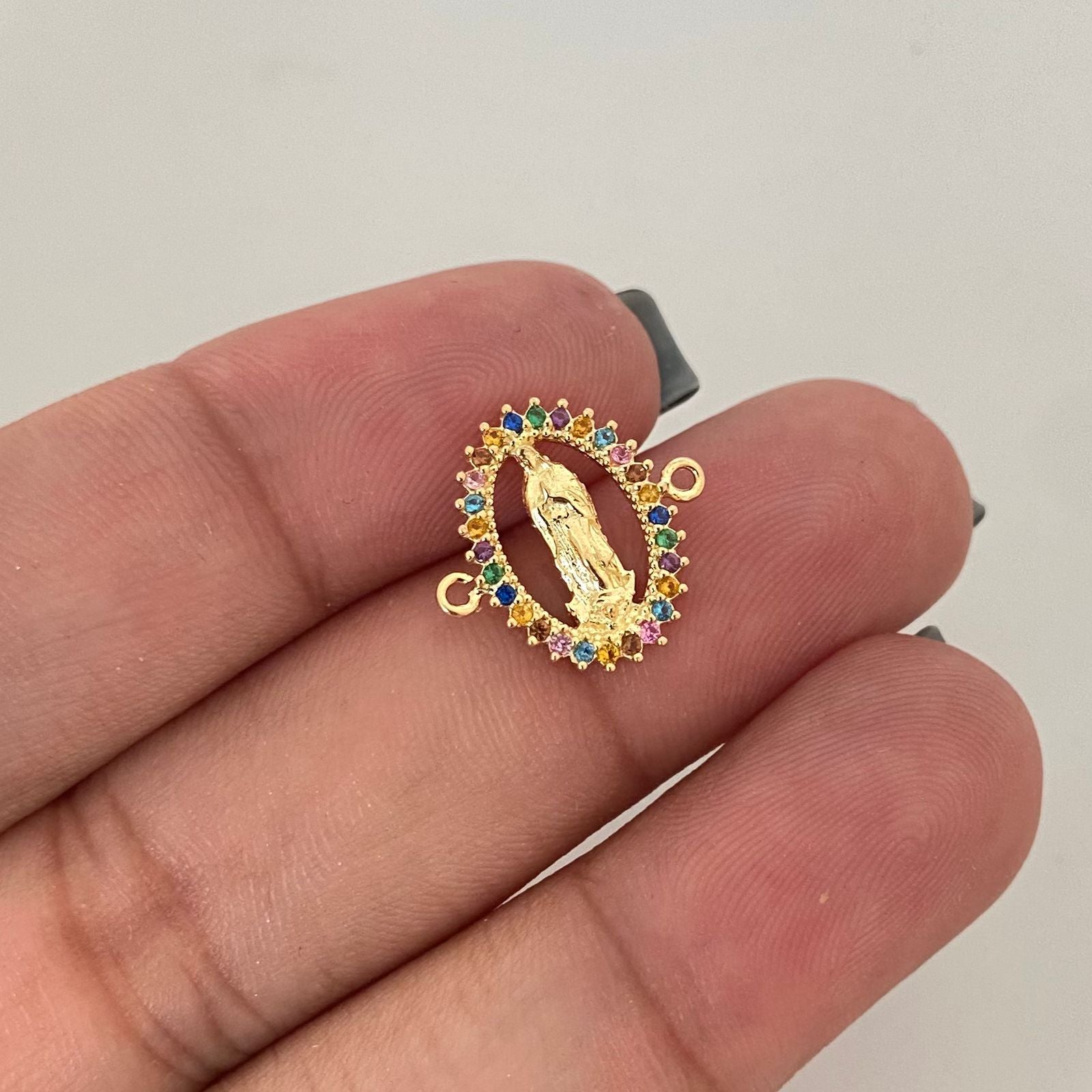 Herraje silueta virgen guadalupe borde casting colores Oro amarillo 18k 1,15 Gr / 1,5 Cm