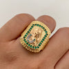 Anillo Caballo Placa Casting Tres oros 18k / Talla 10 3/4 / 9,4 Gr / 5,2 mm