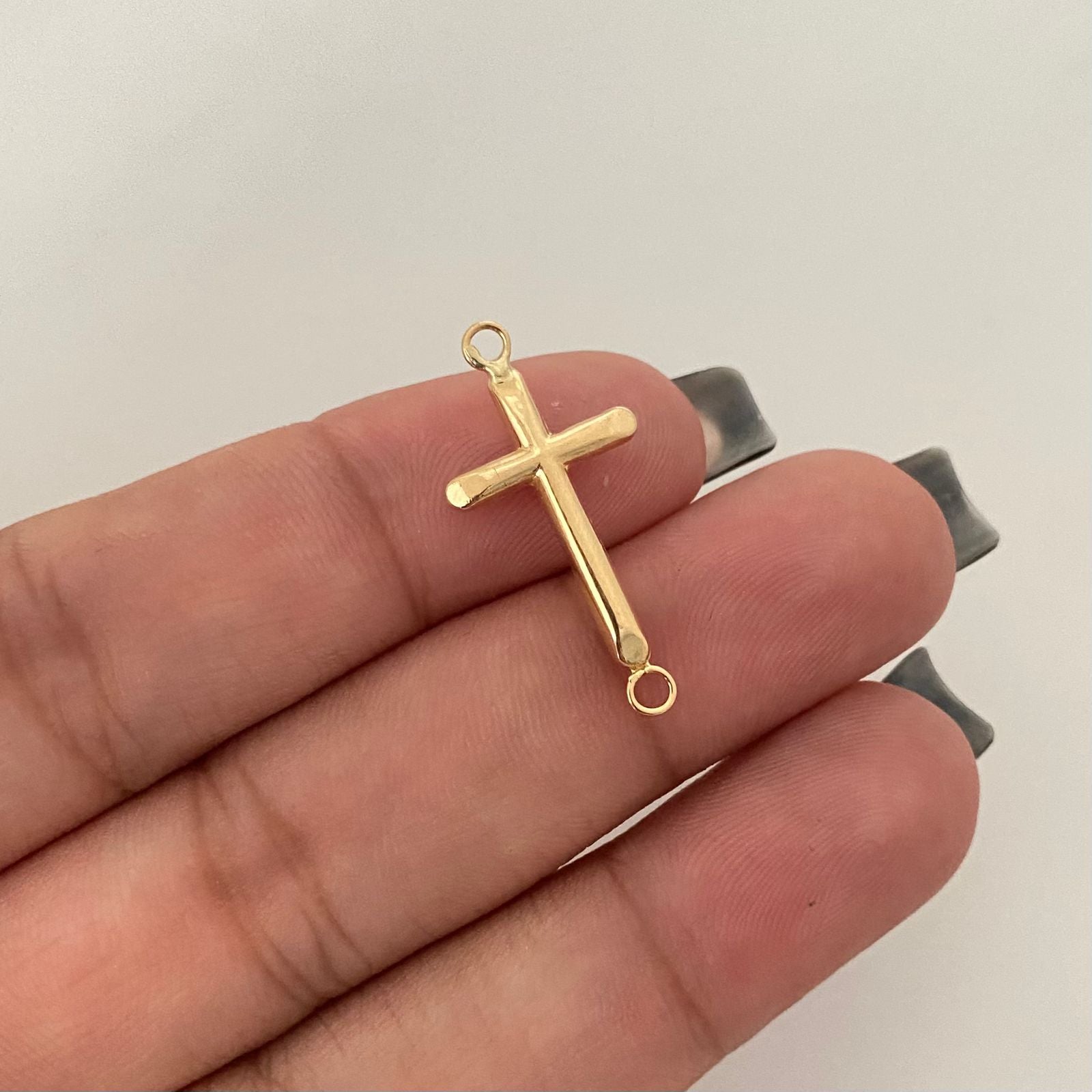 Herraje cruz tubular lisa Oro amarillo 18k 0,5 Gr / 2,5 Cm
