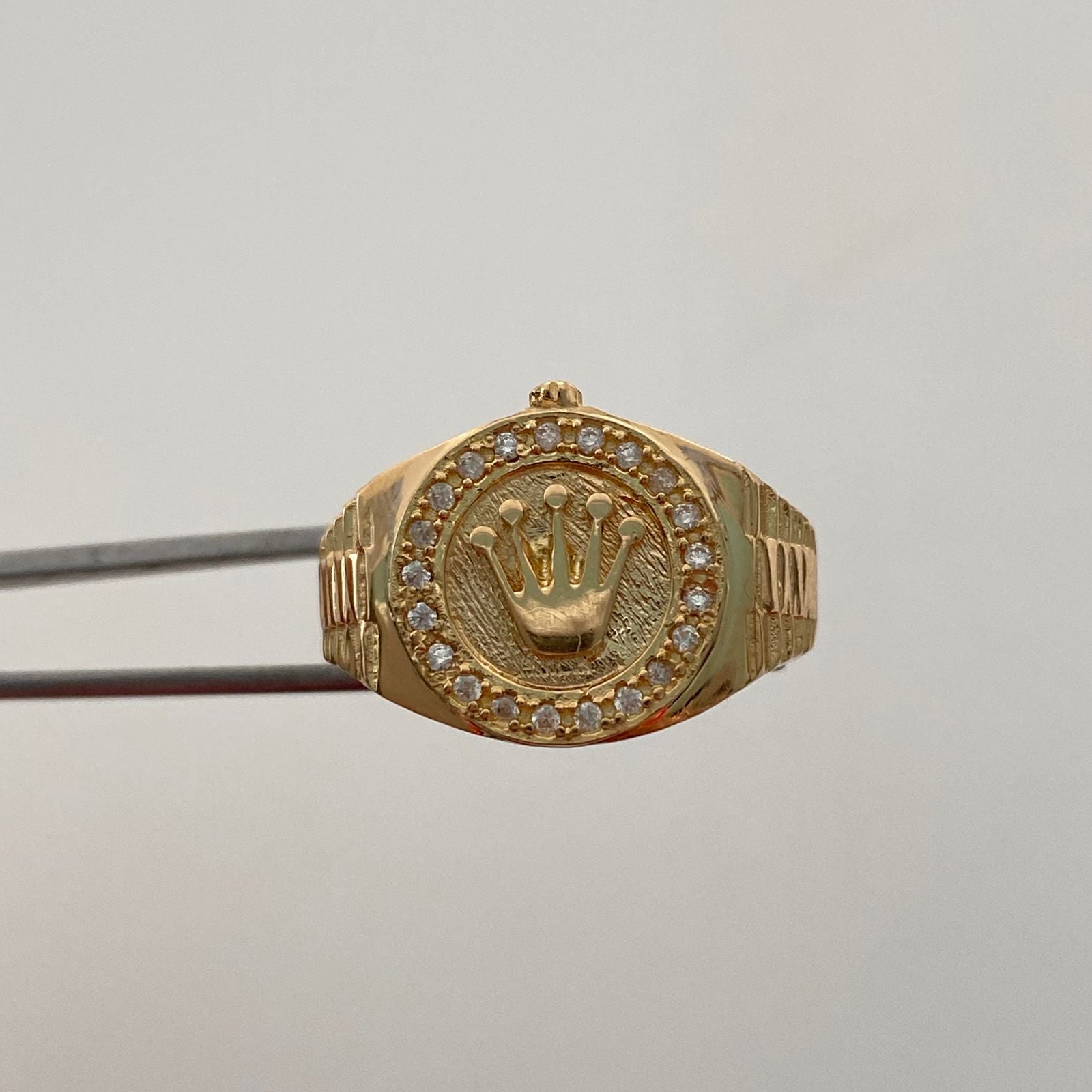 Anillo Corona Rx circones blancos Oro amarillo 18k / Talla 10 / 6,9 Gr / 6,2 mm