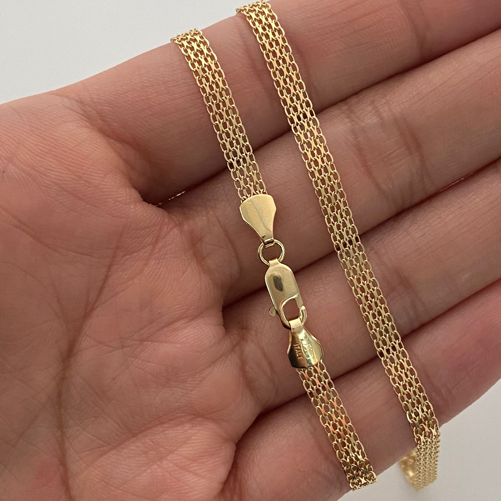 Cadena China Espejo doble carril Oro amarillo 18k +1 / 4,75 Gr / 3,6 mm / 45 Cm