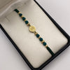 Pulsera tejida Herraje signo peso bolas diamantadas 5mm y 4mm Oro amarillo 18k 1,30 Gr