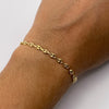 Pulsera tejida Eslabones Gc hilo beige Oro amarillo y Oro blanco 18k 0,5 Gr