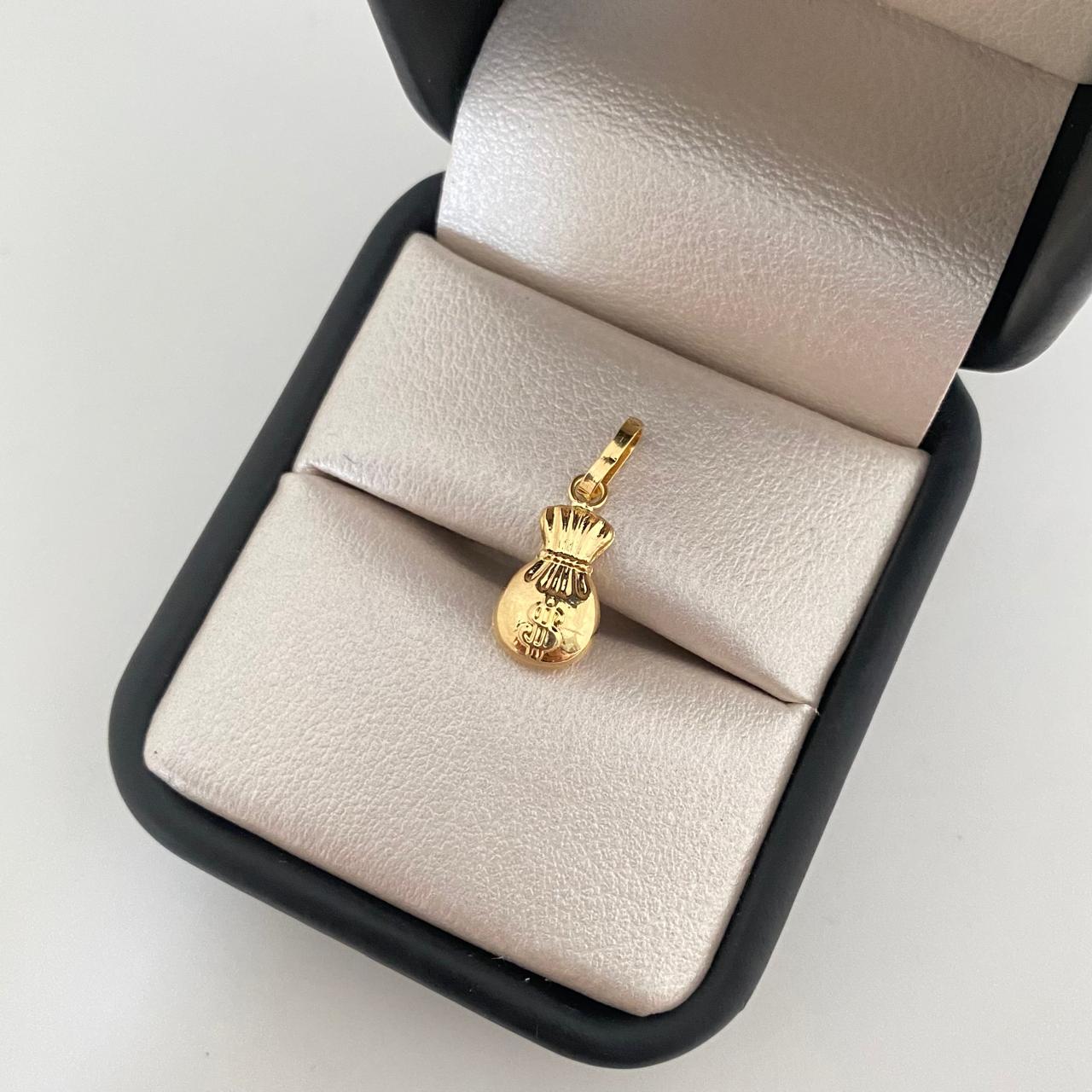 Dije bolsa de dinero Oro amarillo 18k 0,55 Gr / 2,0 Cm