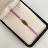 Pulsera tejida con placa ovalada y balines diamantadas 4mm  Oro amarillo 18k 0,8 Gr