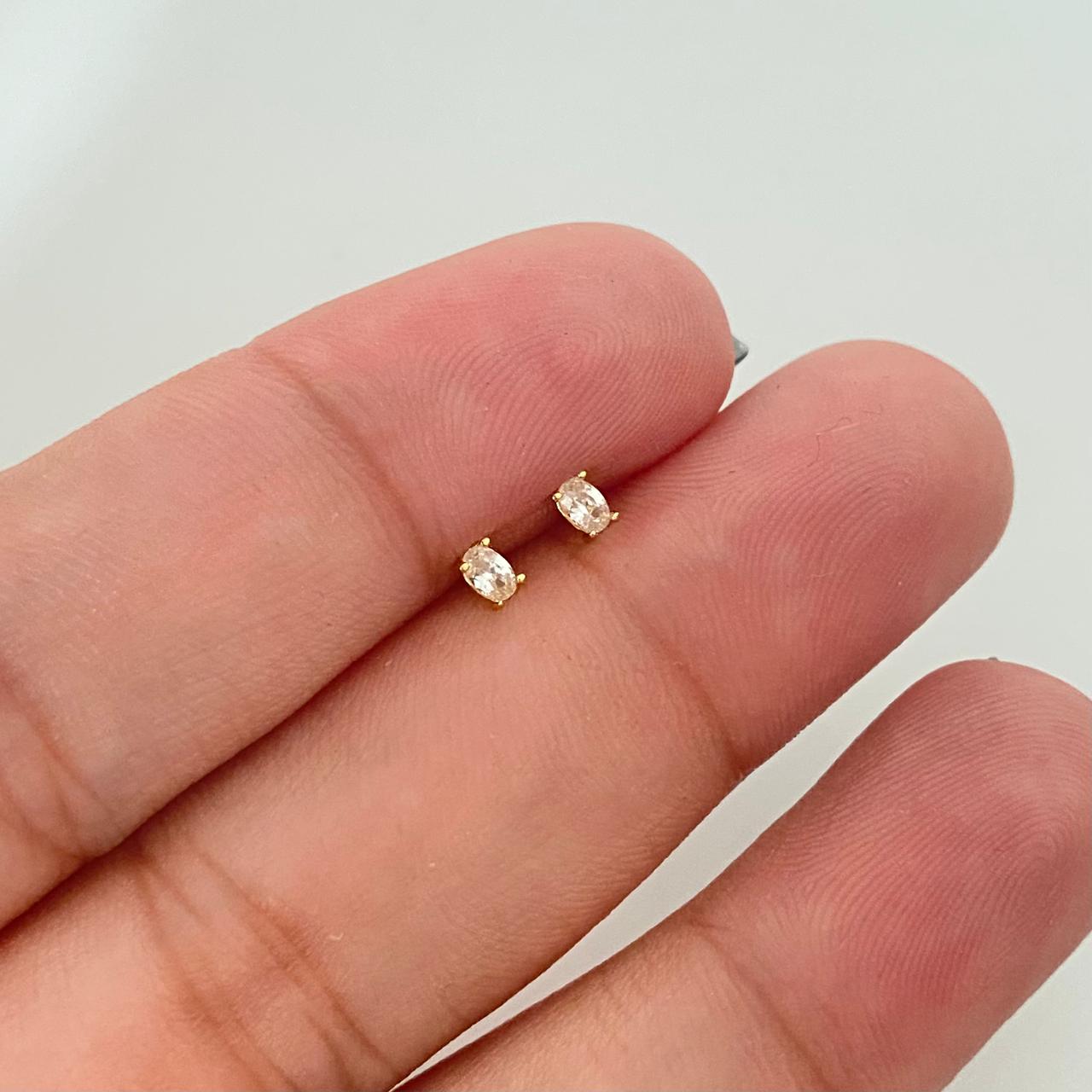 Topos mini circon blanco ovalo Oro amarillo 18k 0,50 Gr