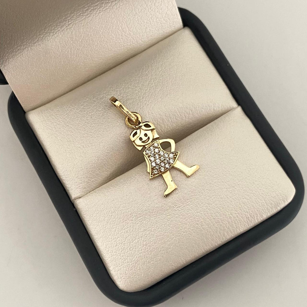 Dije niña centro circones blancos Oro amarillo 18k 1,90 Gr / 2,5 Cm