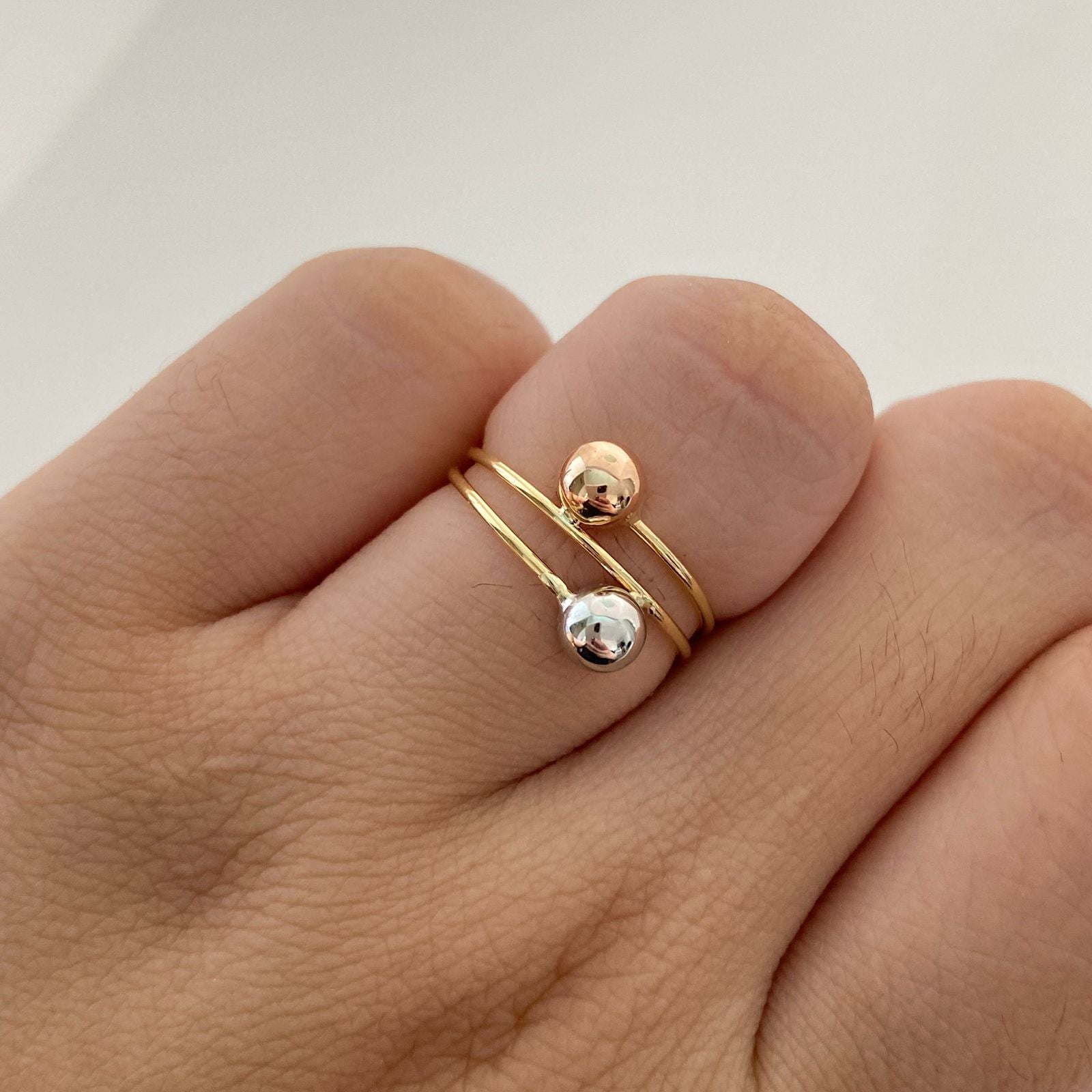 Anillo Tu y yo Tres oros 18k / Talla 6 / 1,4 Gr / 2,2 mm