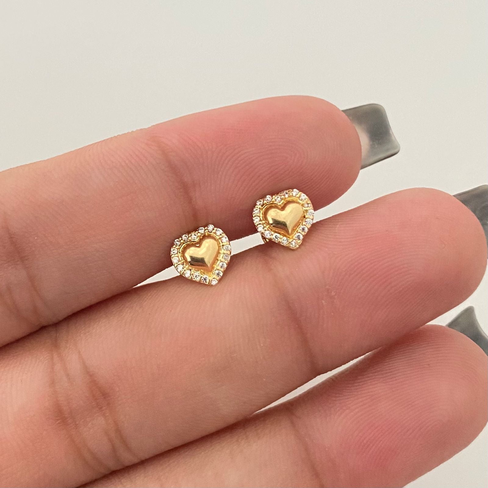 Topos corazón liso borde casting blanco Oro amarillo 18k 0,85 Gr / 6,8 mm