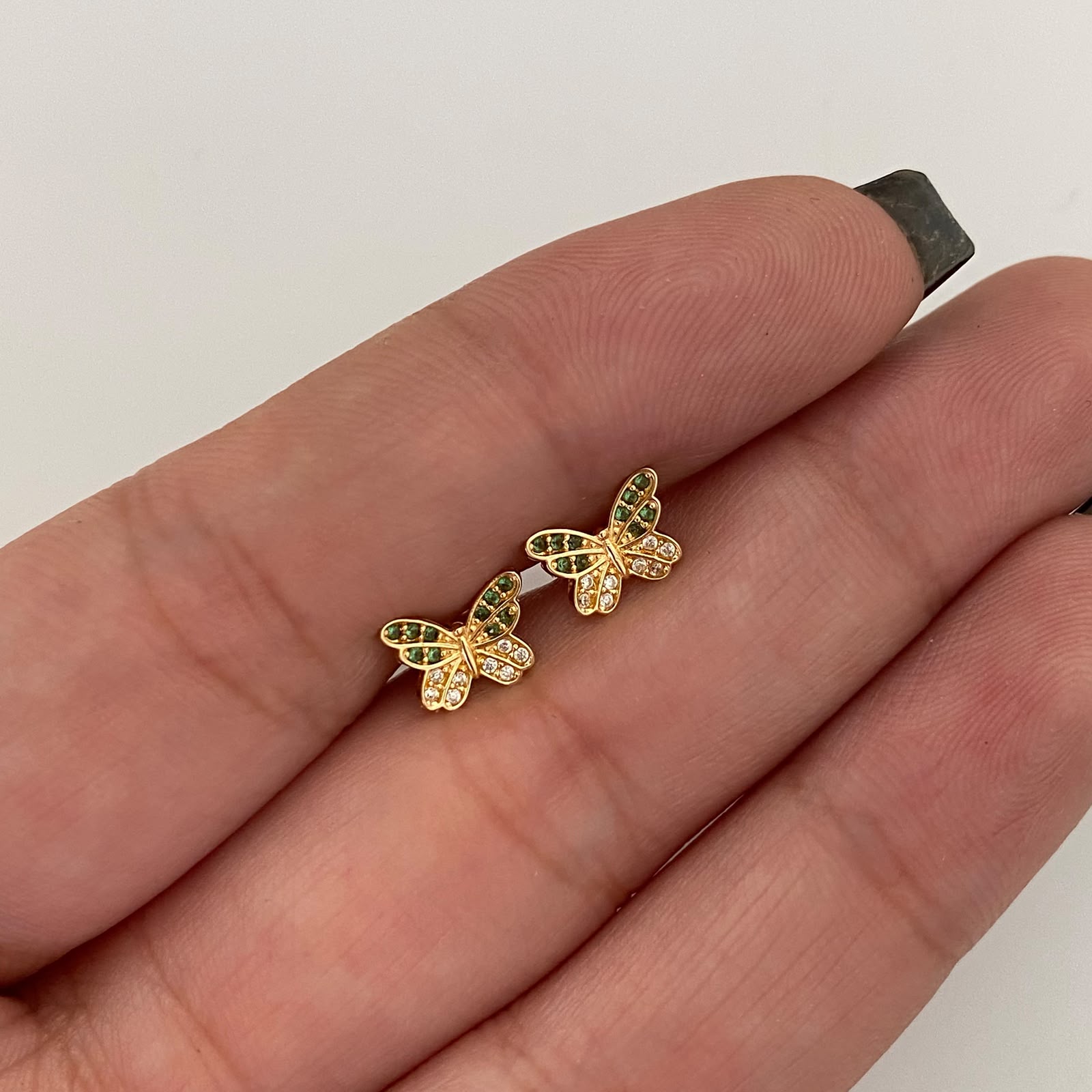 Topos Mariposa Casting Verde y Blanco Oro amarillo 18k 1 Gr / 8,4 mm