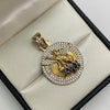 Dije san miguel arcangel circones blancos Oro amarillo y Oro blanco 18k 12,7 Gr / 27 mm / 4 Cm