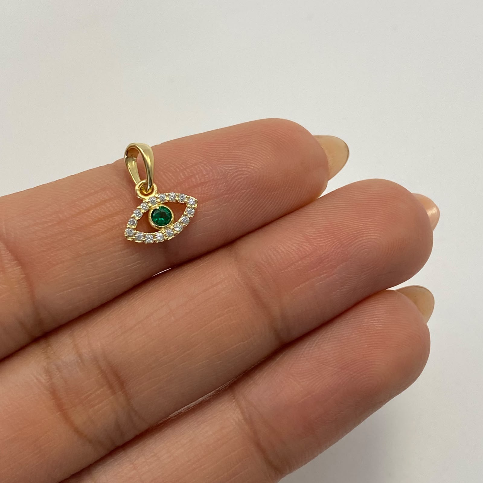 Dije Ojo turco circon azul Oro amarillo 18k 0,65 Gr / 10 mm / 1,2 Cm