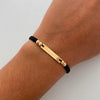 Pulsera tejida Placa Bolas diamantadas 4mm negra Oro amarillo 18k 0,6 Gr