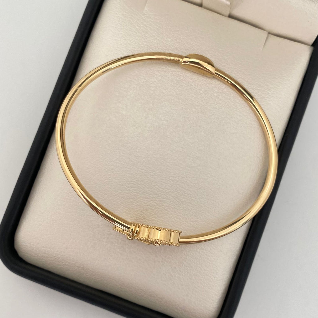 Aro It trebol fondo diamantado Oro amarillo 18k +4 / 7,0 Gr / 2,5 mm / 18 Cm