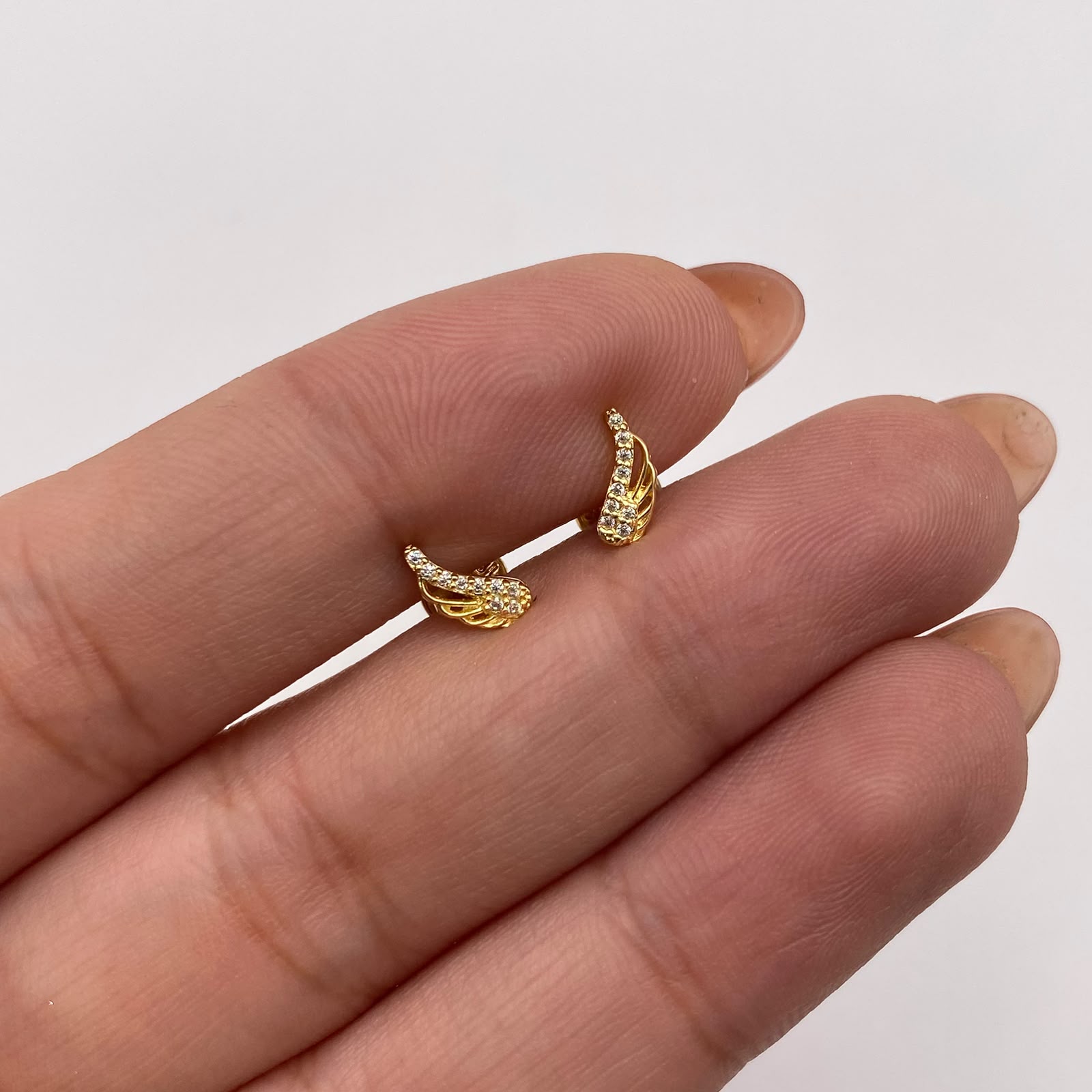 Topos Alas circones blancos Oro amarillo 18k 0,7 Gr / 7,8 mm