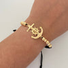 Pulsera tejida Herraje Ancla bolas diamantadas 5 y 6 mm Oro amarillo 18k 3,8 Gr