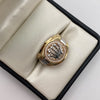 Anillo corona rx circones blancos Tres oros 18k / Talla 12 1/2 / 10,7 Gr / 9,16 mm