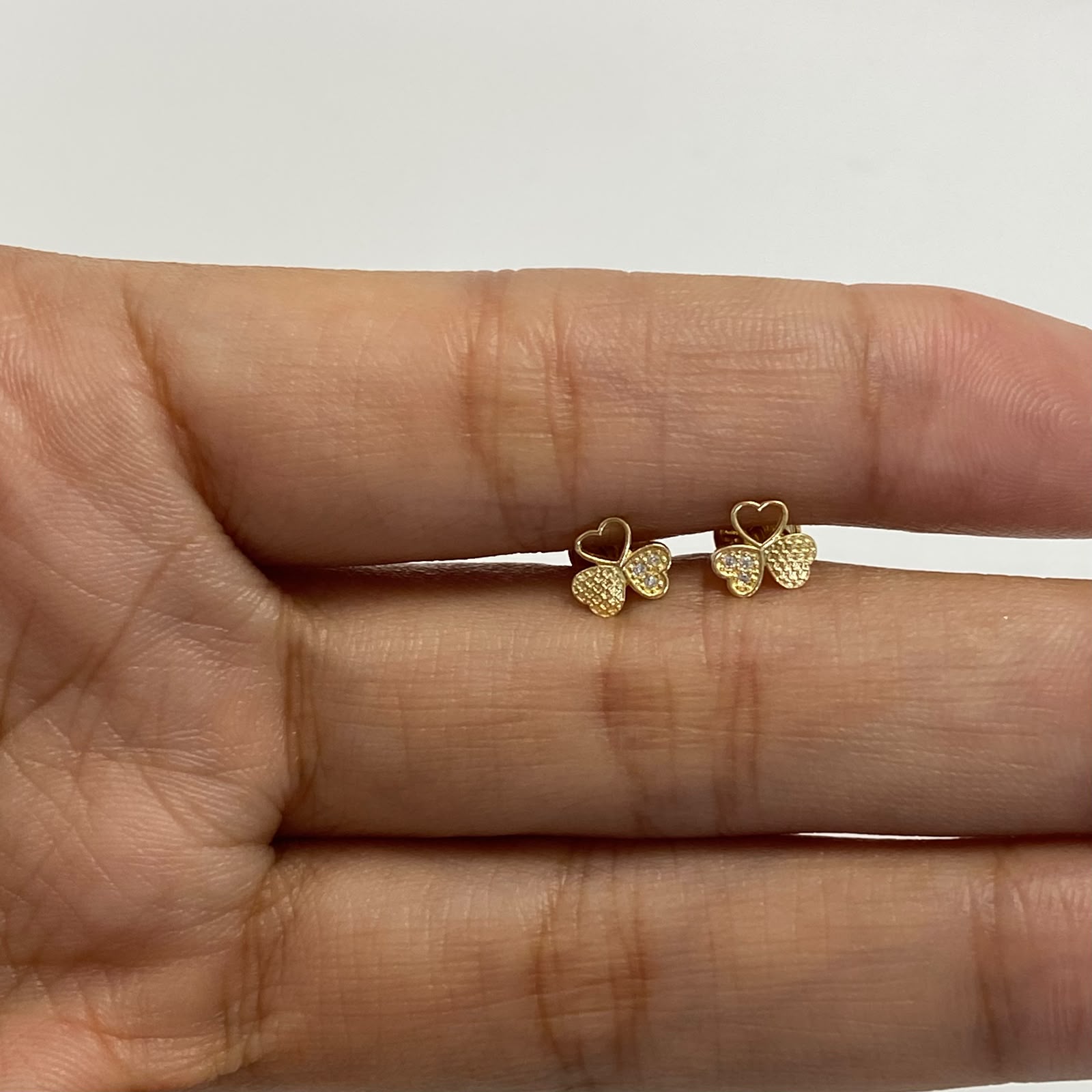 Topos trebol diamantado y circón blanco Oro amarillo 18k 0,8 Gr / 5,4 mm