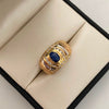 Anillo Casting Piedra Azul Oro amarillo 18k / Talla 10 / 6,35 Gr / 4,5 mm