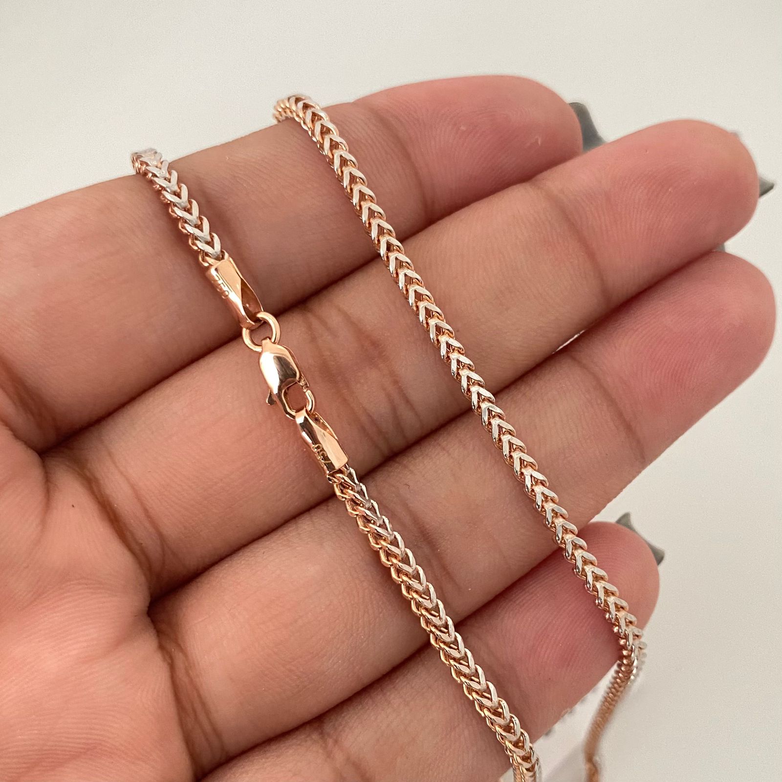 Cadena It franco Oro blanco y Oro rosa 18k +1 / 8,60 Gr / 2,2 mm / 60 Cm