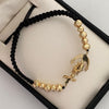 Pulsera tejida Herraje Ancla bolas diamantadas 5 y 6 mm Oro amarillo 18k 3,8 Gr
